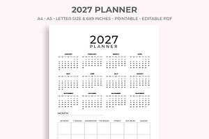 2027 Planner Printable, a Stationery Template by M9 Design