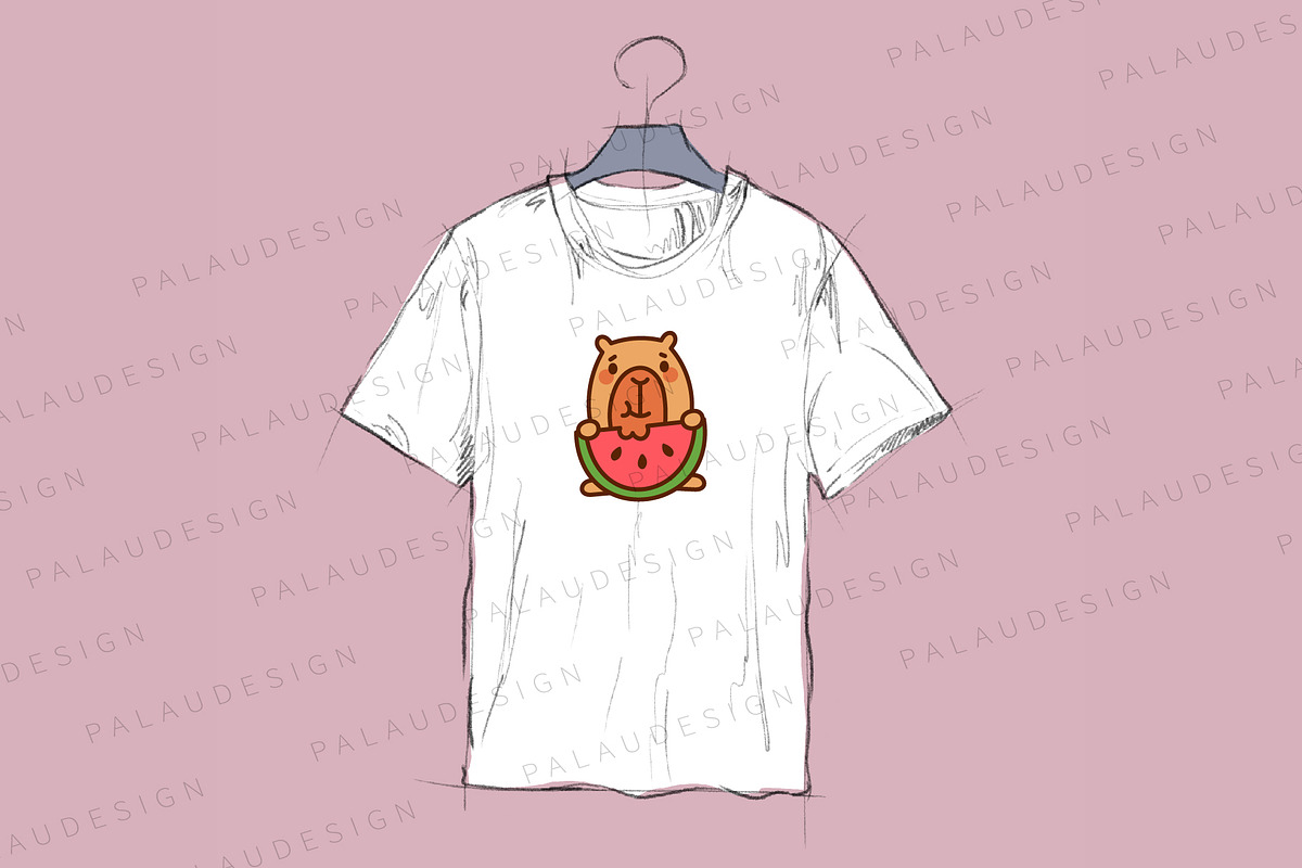 Cute Kawaii Capybara with Food, an Animal Illustration by Palau (Photo 2 of 12)