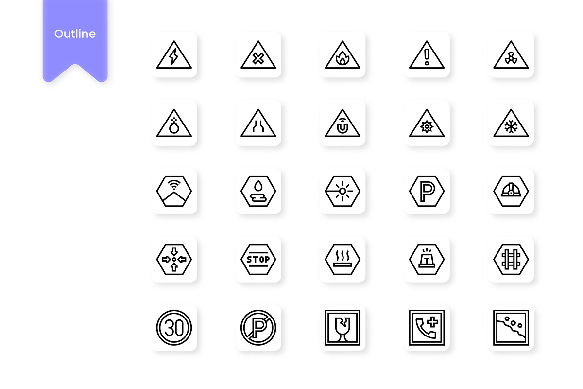 Warning Signs and Texts Icons, a Duotone Icon by HacaStudio (Photo 2 of 3)