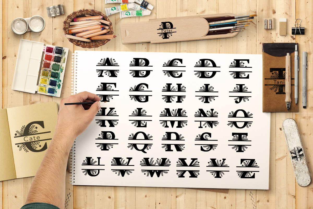 Alphabet Split Monogram SVG, a Decorative Illustration by Karen J (Photo 2 of 2)