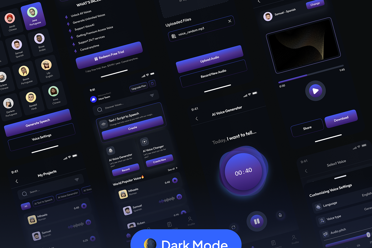 AI Voice Generator Mobile App UI Kit, an UI Kit Template by Moni Studio (Photo 5 of 5)