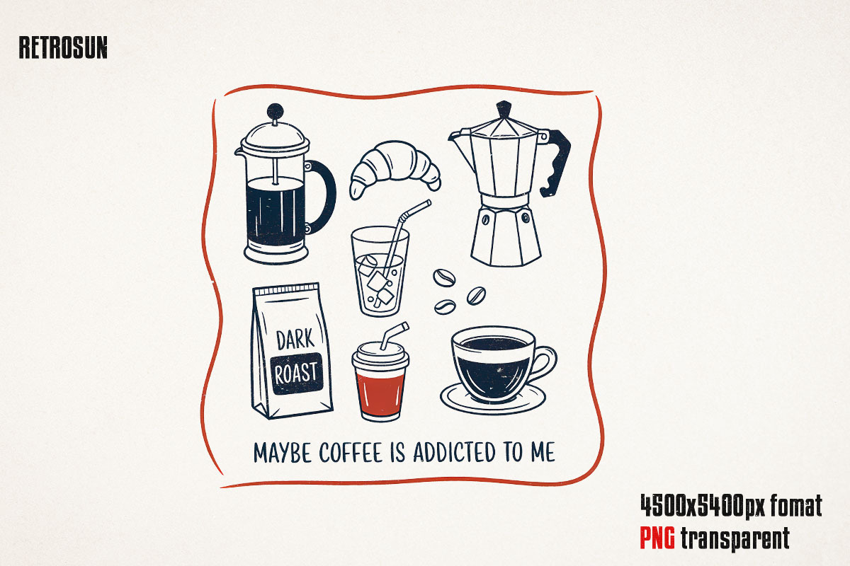 Funny Coffee Doodle PNG Bundle, an Object Graphic by GlitterCraft (Photo 26 of 61)