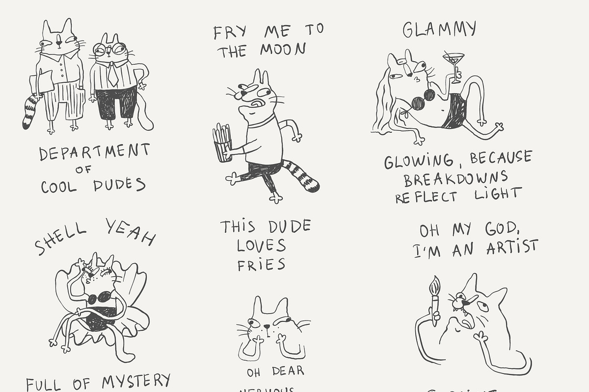 Weird Cat Comic Prints, an Illustration by Anastasiya Klempach (Photo 2 of 13)