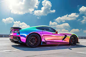 A bright and flashy sports car stand, a Photo by Iftikhar Alam
