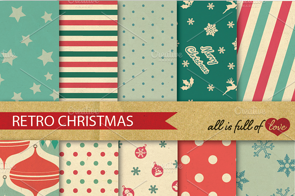 Christmas Retro Background Patterns preview 2