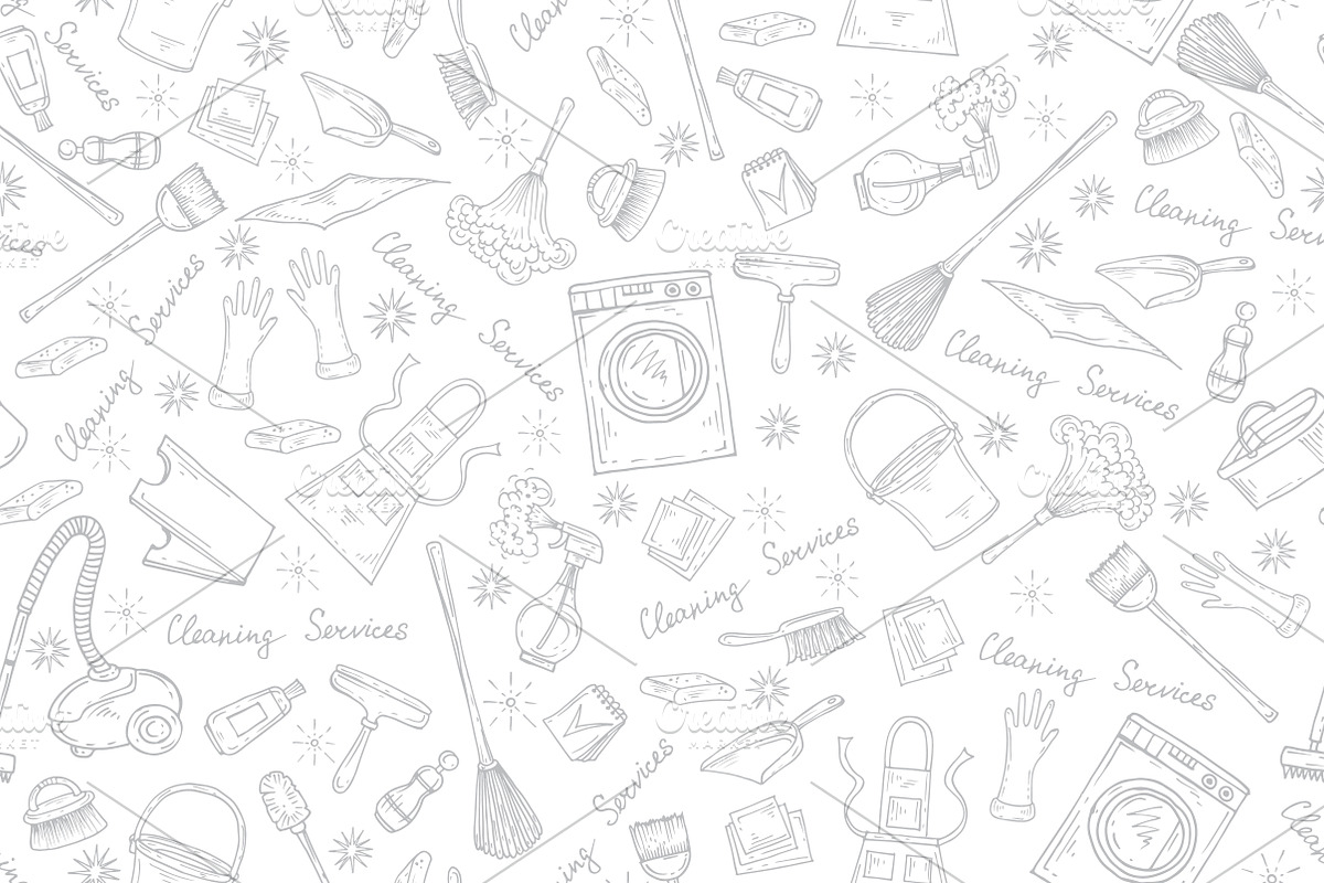 Pattern with symbols of cleaning