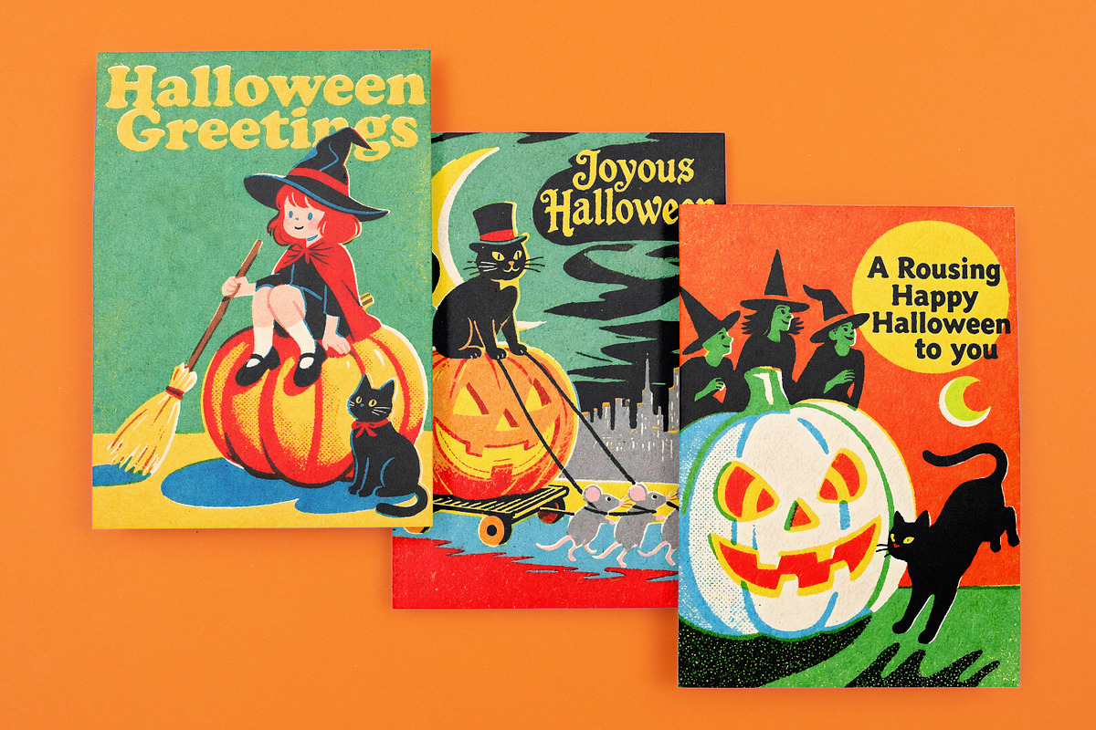 Vintage Halloween Card Illustrations, a Seasonal Illustration by Heather Green Designs (Photo 5 of 9)