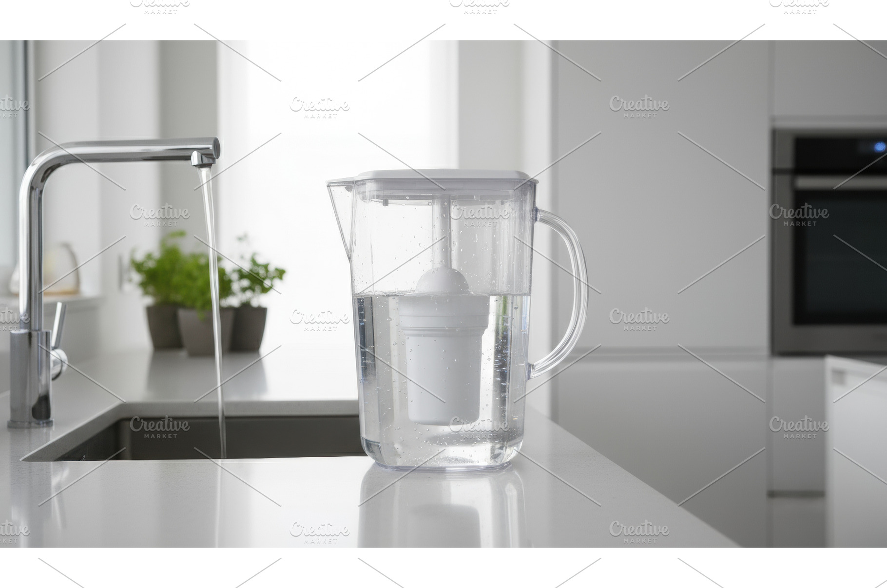 Transparent water filter jug fills, an Architecture Photo by Igor Tichonow