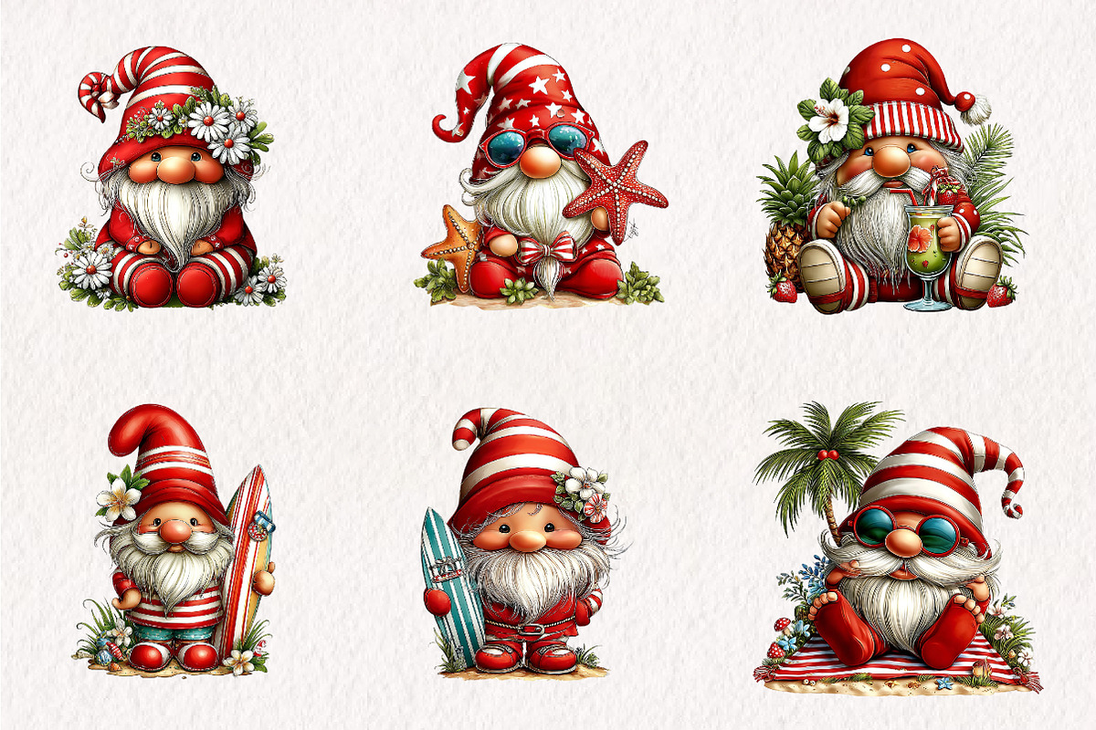 Watercolor Beach Gnome Clipart, an Illustration by CreationArt (Photo 7 of 7)