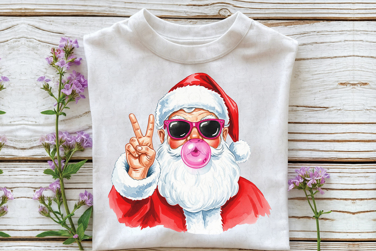 Retro Santa Christmas Blowing Bubble, an Illustration by Craft Nest (Photo 3 of 6)