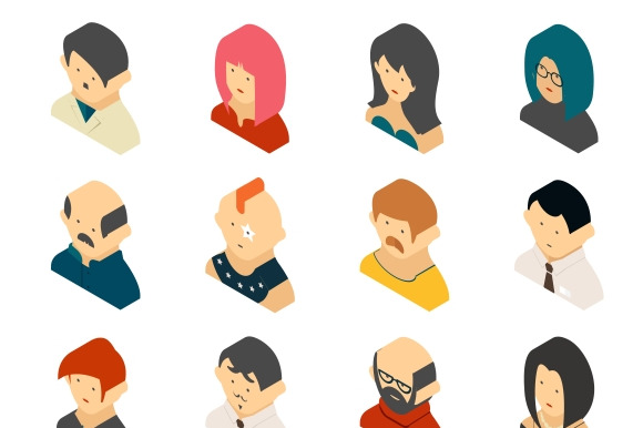 Isometric Colored User Icons