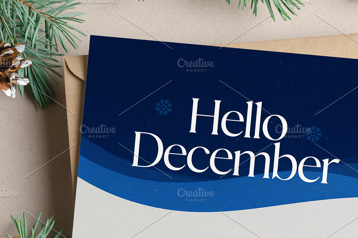Hello December lettering card, a Seasonal Illustration by Elen_Art (Photo 3 of 3)