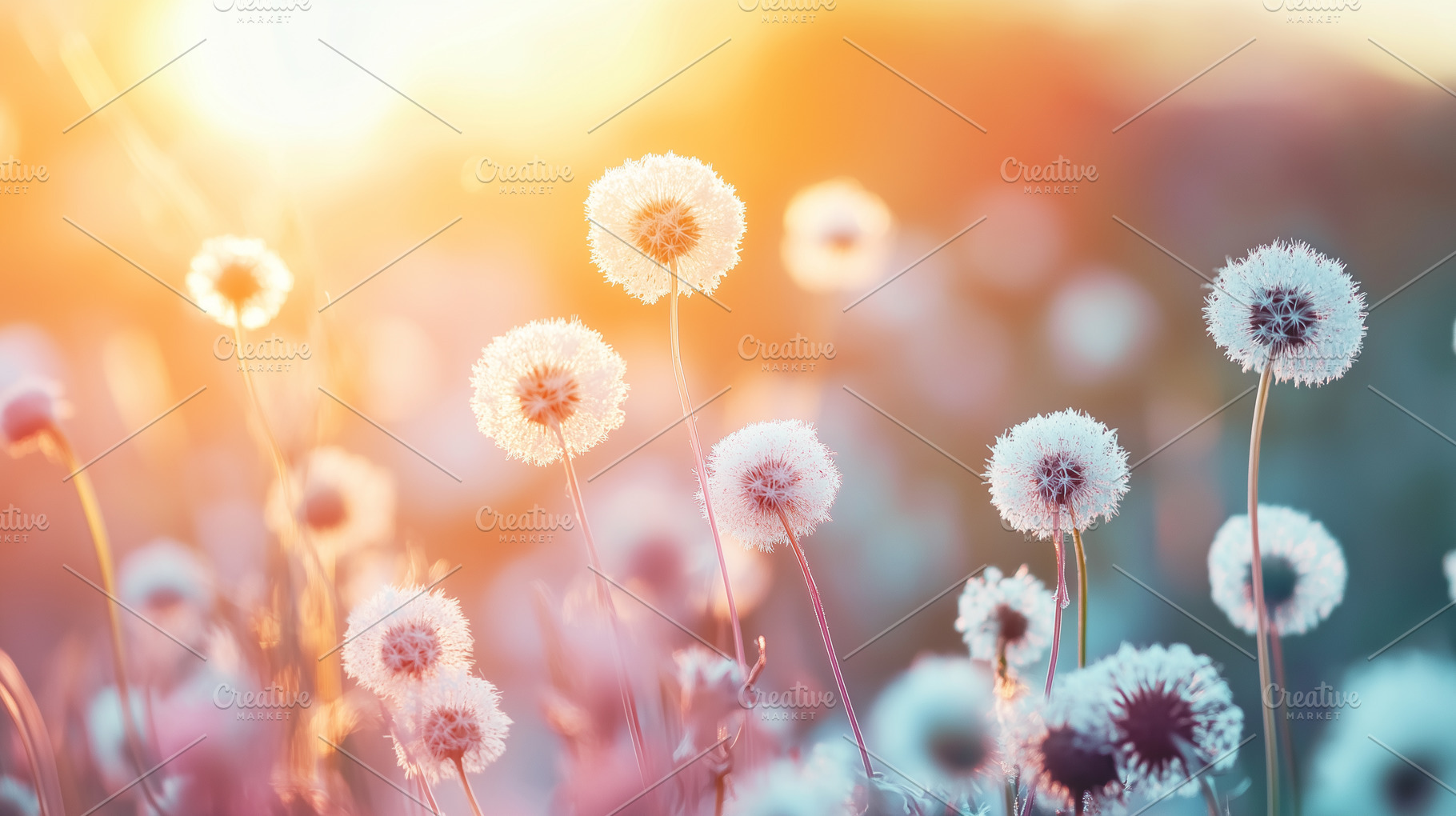 Dandelions on a meadow in sunset, a Nature Photo by MistyDay