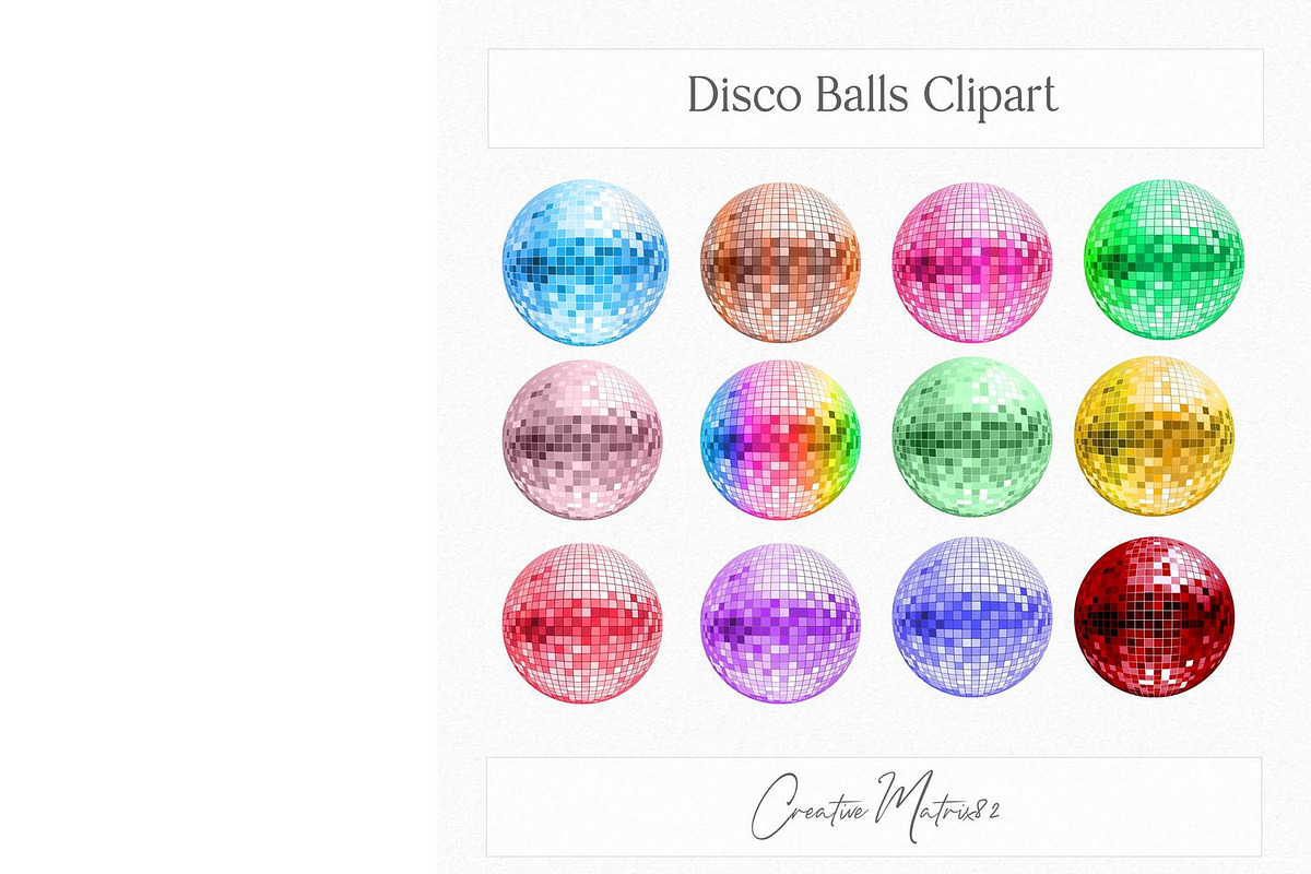 Disco Balls Clipart PNG Bundle, a Seasonal Illustration by Creative Matrix82 (Photo 3 of 6)