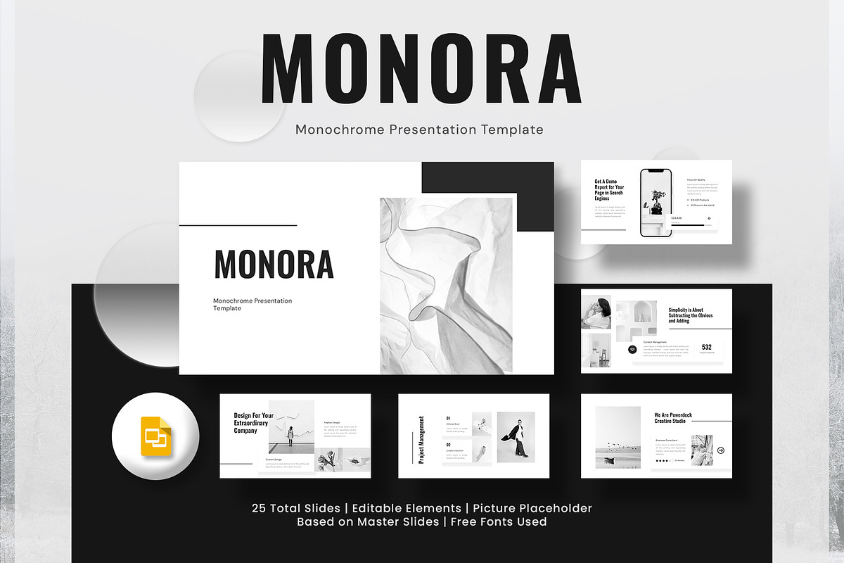 Monochrome Google Slides Deck, a Presentation Template by New Coral Design (Photo 1 of 5)