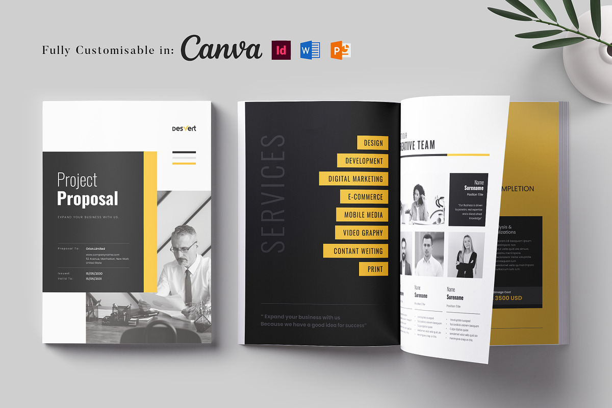 Project Proposal Template, Canva, a Brochure Template by DesVert (Photo 1 of 10)