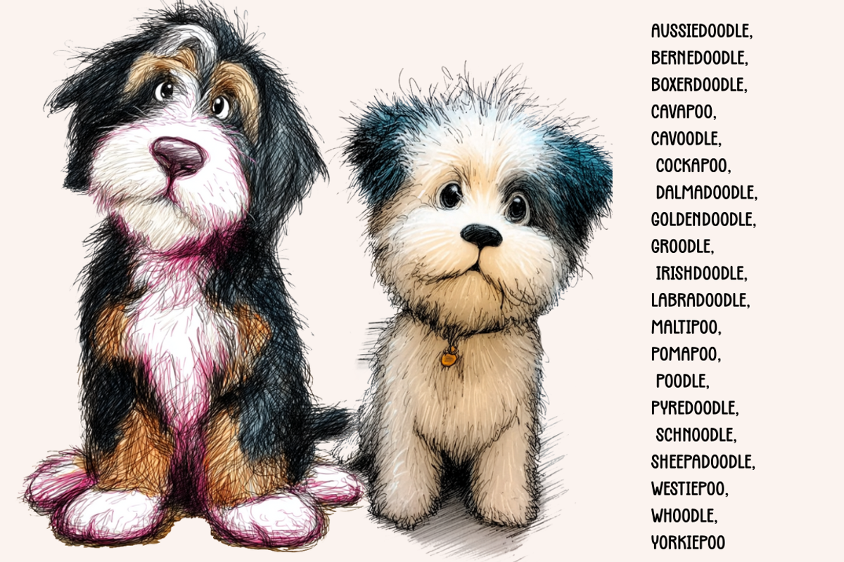 Hairy Doodle Dogs Illustrations, an Animal Illustration by PrintHaven Designs (Photo 1 of 12)