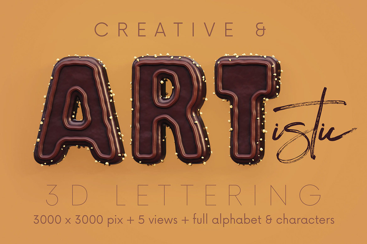 Chocolate Cake - 3D Lettering, a Graphic by MIIM (Photo 5 of 8)
