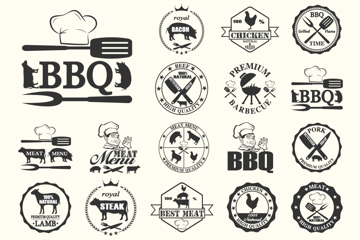 Set of butcher shop labels, a Graphic by Tomass2015