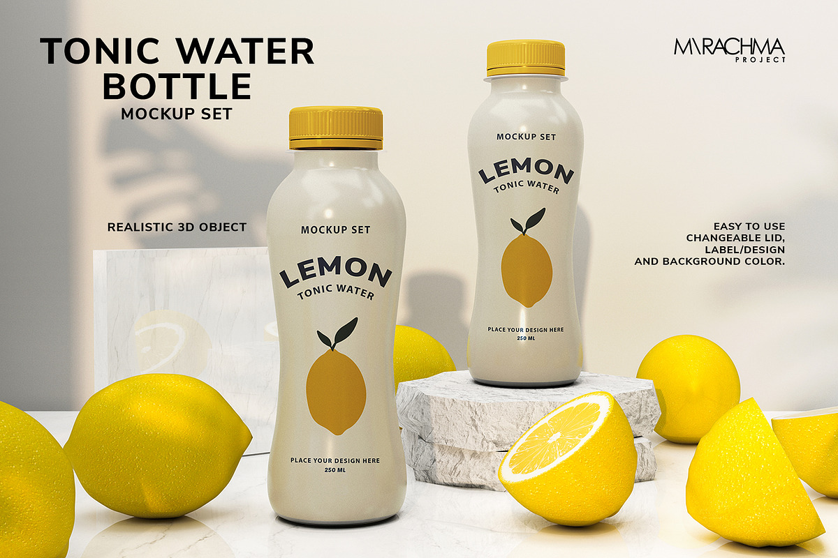 Tonic Water Bottle Mockup Set, a Cups & Container Mockup by Mirachma Project (Photo 1 of 7)