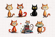 Quirky & Whimsical Cat Clipart Set, an Animal Illustration by PaintPixelCo (Thumbnail 6 of 10)