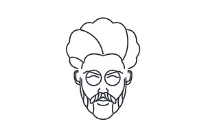 Cool Man Face Hairstyle Bearded Logo