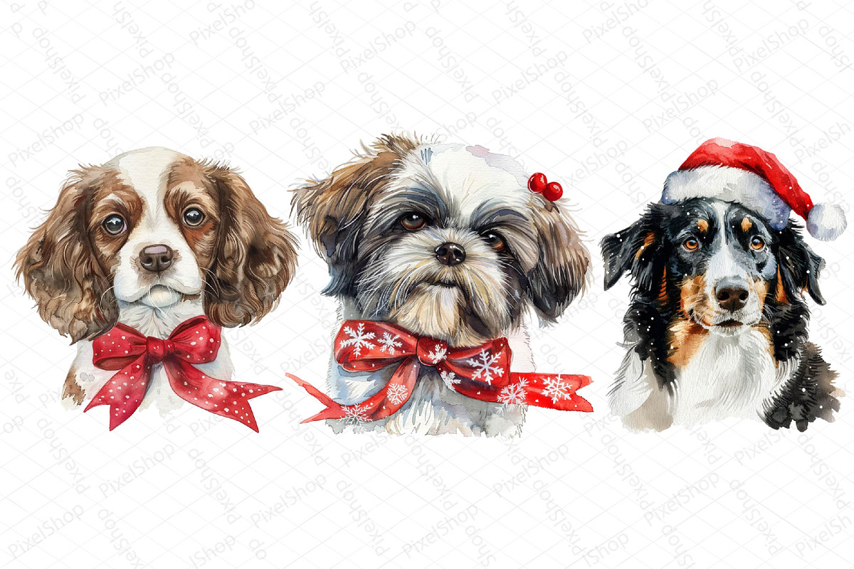 Christmas Dogs Clipart, an Illustration by DreamPrint404 (Photo 3 of 7)