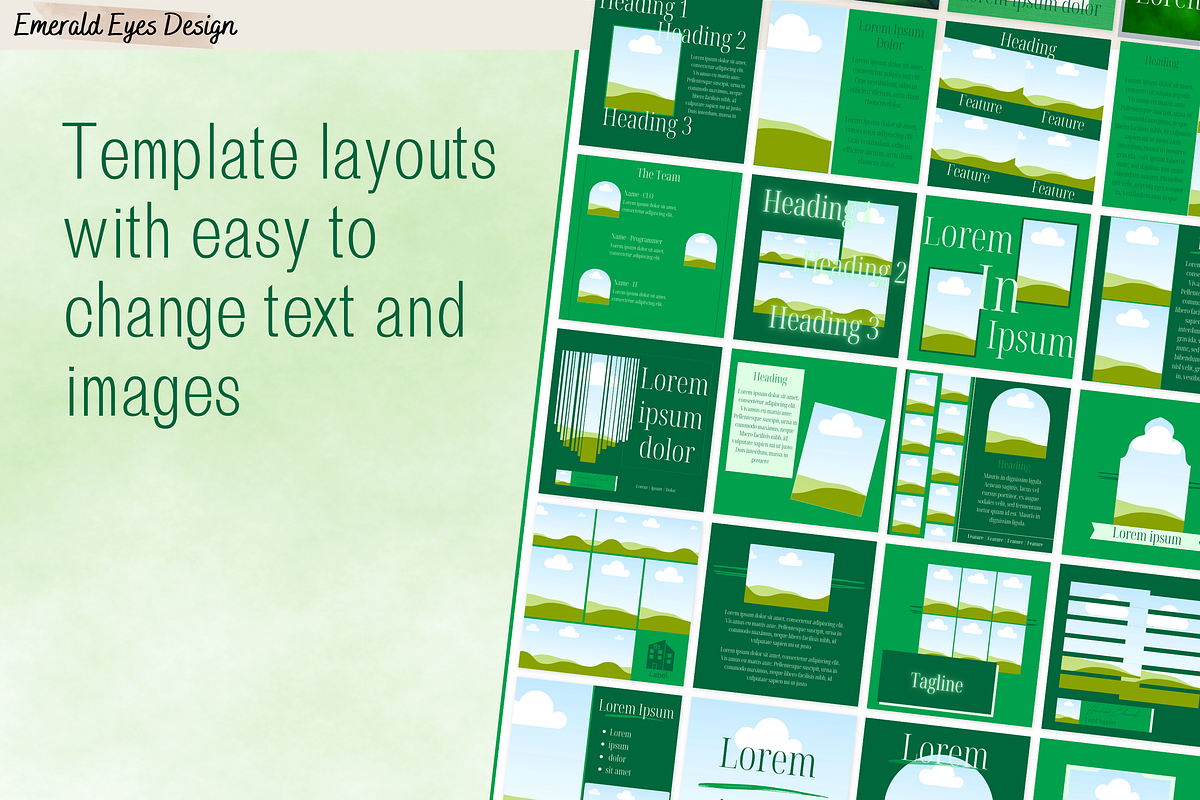 455 Canva Green Instagram Template, a Social Media Template by Emerald Eyes Design (Photo 3 of 12)