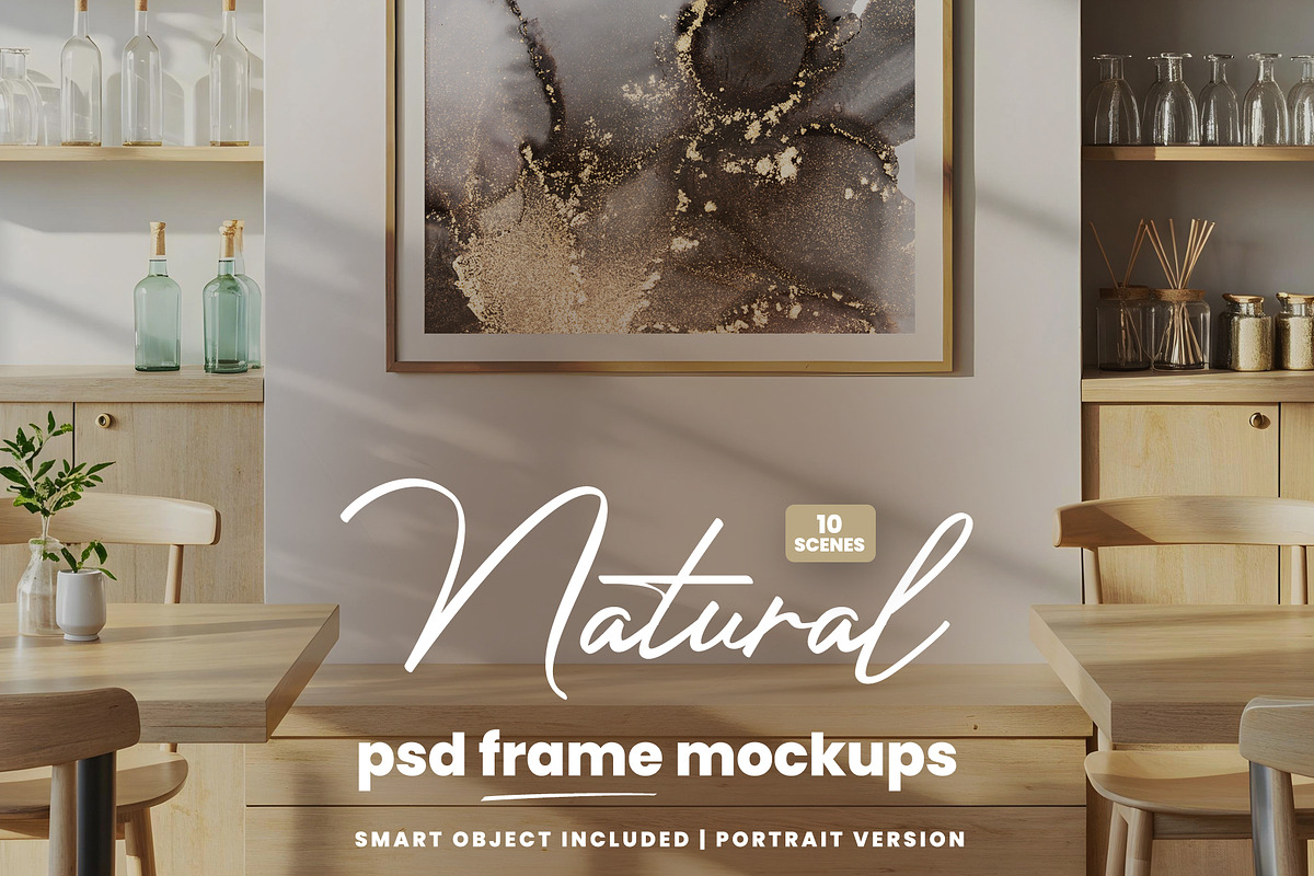 10 Poster Frames Mockups Scenes, an Advertising Mockup by PixelsDesign (Photo 1 of 3)