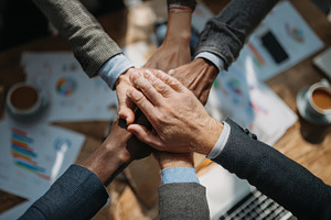 Teamwork Hands United Business Succe, a Photo by Pixeness Studio