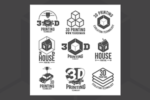 3D printer icons and logotypes