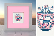 8 pink folk flower in cup print, a Decorative Illustration by ARTOZEN DIGITAL (Thumbnail 2 of 10)