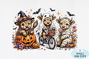 Highland Cow Halloween PNG, a Seasonal Illustration by Daily.Designs (Thumbnail 1 of 5)