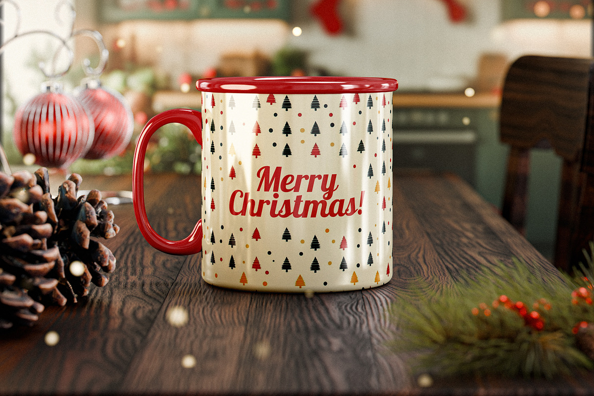Christmas Mug In The Kitchen Mockup, a Cups & Container Mockup by Designer Dude