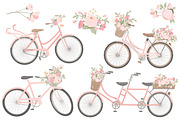Soft Pink Floral Bicycles Clipart, an Illustration by Amanda Ilkov (Thumbnail 3 of 5)