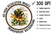 Whimsical Spring Bee Clipart Png, an Illustration by Craft Nest (Thumbnail 2 of 5)