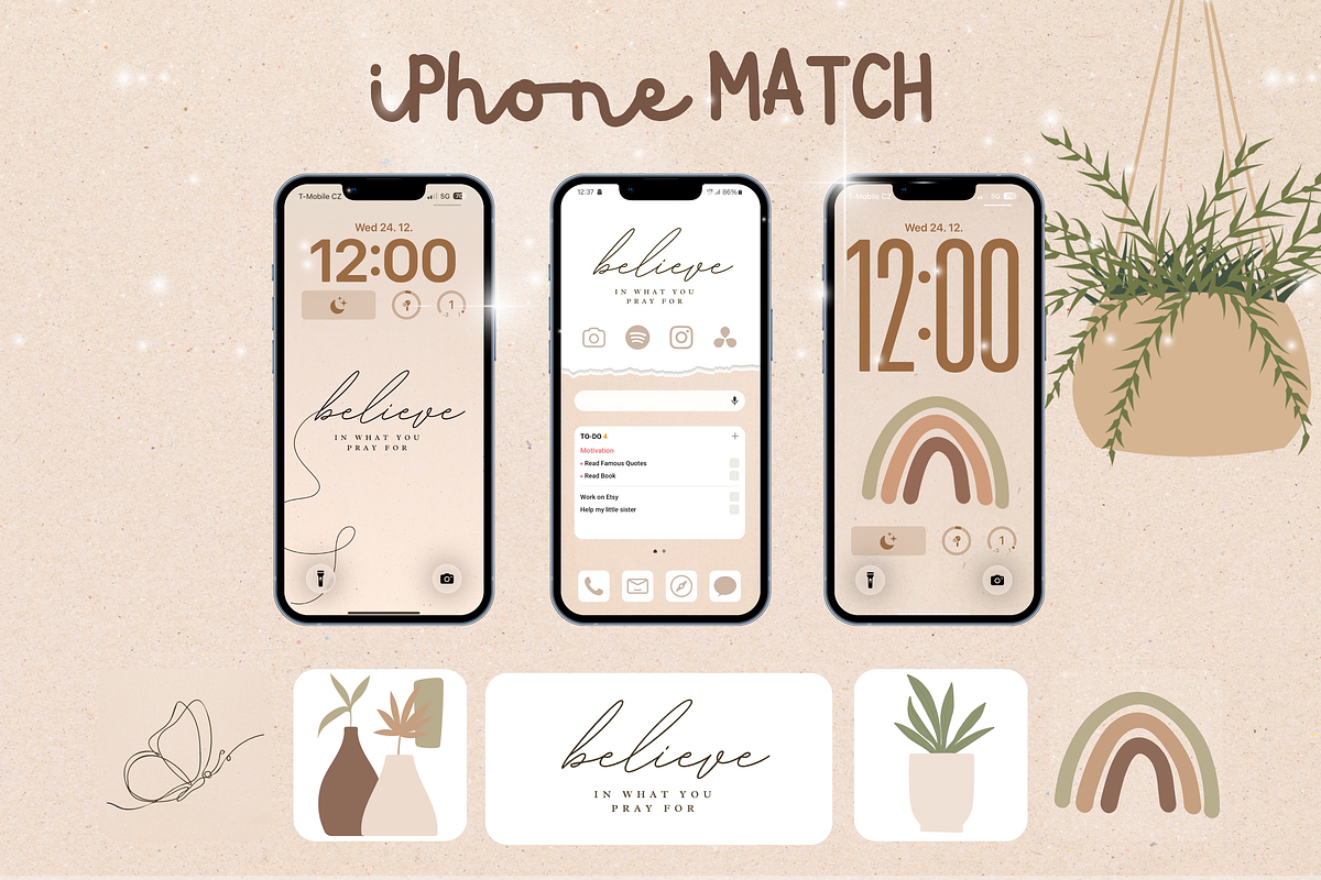 Latte Creme iOS Wallpaper Icon Pack, a Wallpaper Graphic by BeeRubby (Photo 7 of 9)