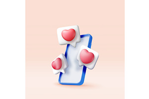 3D like icon with heart and, an Object Illustration by Abscent