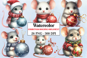 Christmas Mouse with Ornament, an Illustration by DreamArtGraphic