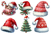 Watercolor Santa Hat Clipart, an Illustration by Designworld (Thumbnail 4 of 6)