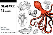 Seafood, an Animal Illustration by VitalinaGofman (Thumbnail 1 of 7)