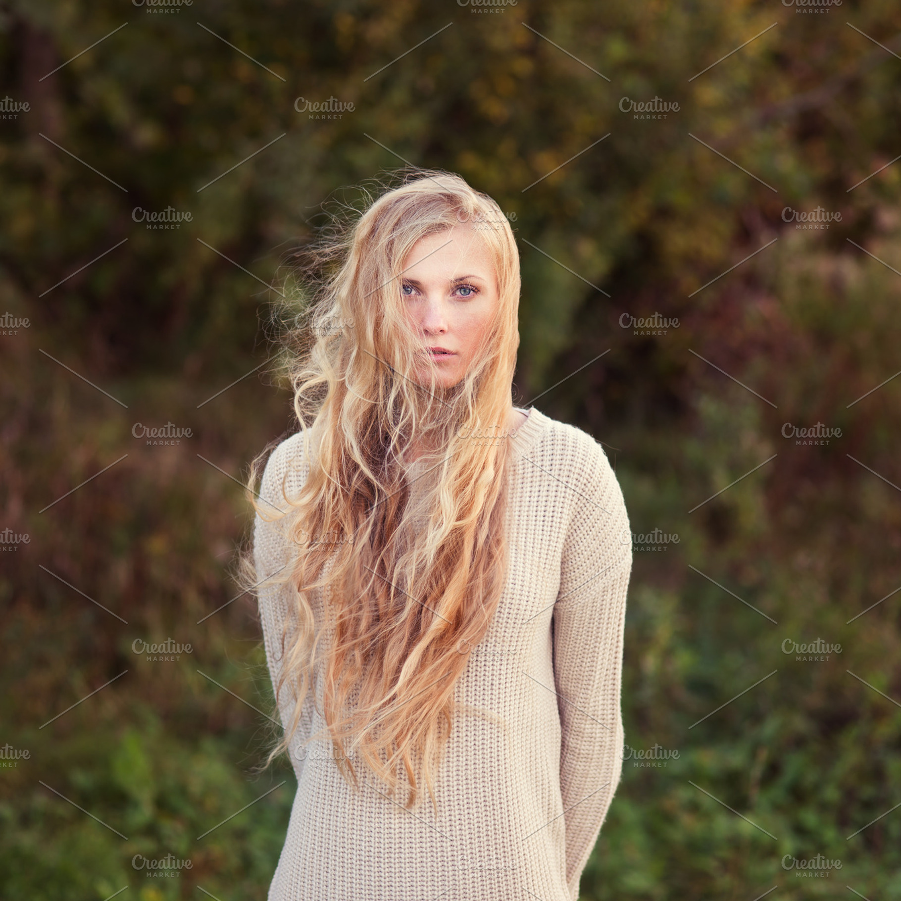 long-haired blonde in a sweater, a Beauty & Fashion Photo by Aleshyn Andrei