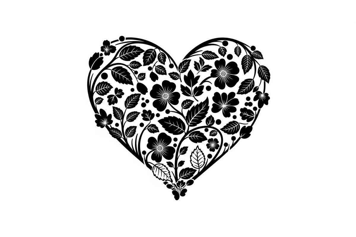 Floral Heart Silhouette Bundle, an Illustration by Designs_River (Photo 14 of 31)
