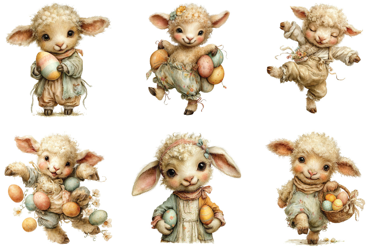 Watercolor Easter Sheep Clipart, an Illustration by CraftArtStudio (Photo 6 of 6)