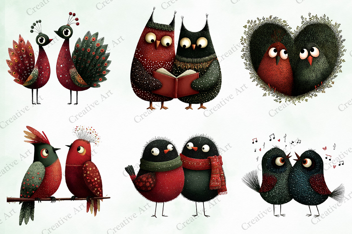 Whimsical & Quirky Birds Clipart, an Illustration by Creative Art (Photo 4 of 9)