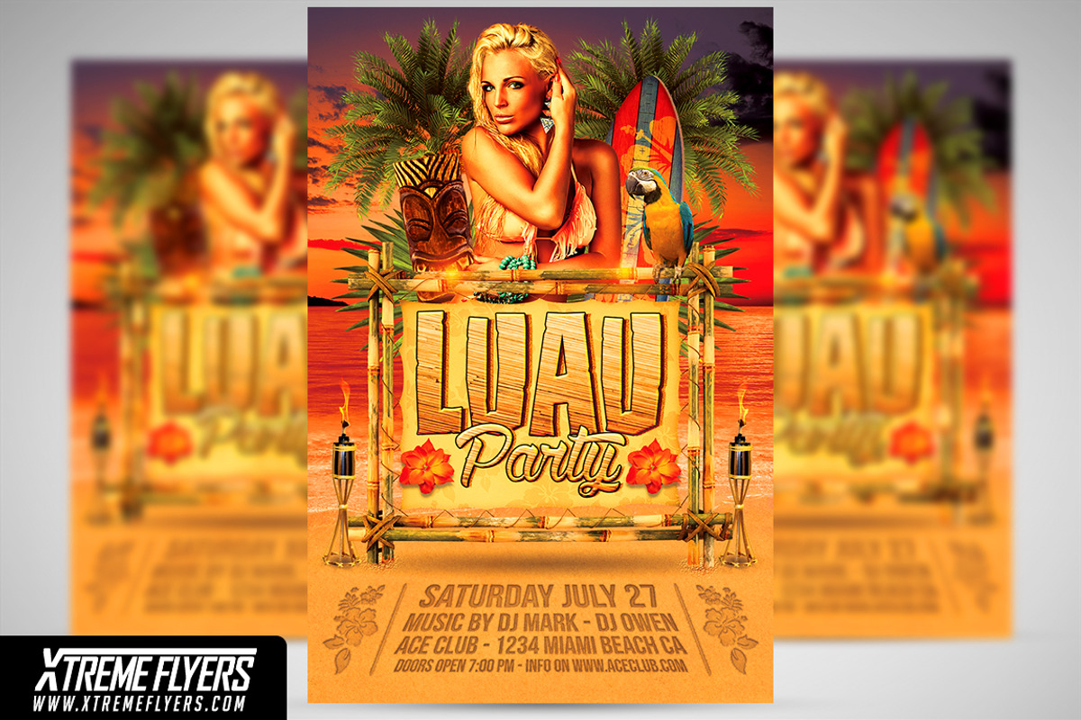 Luau Party Flyer Template, a Flyer Template by XtremeFlyers (Photo 1 of 2)