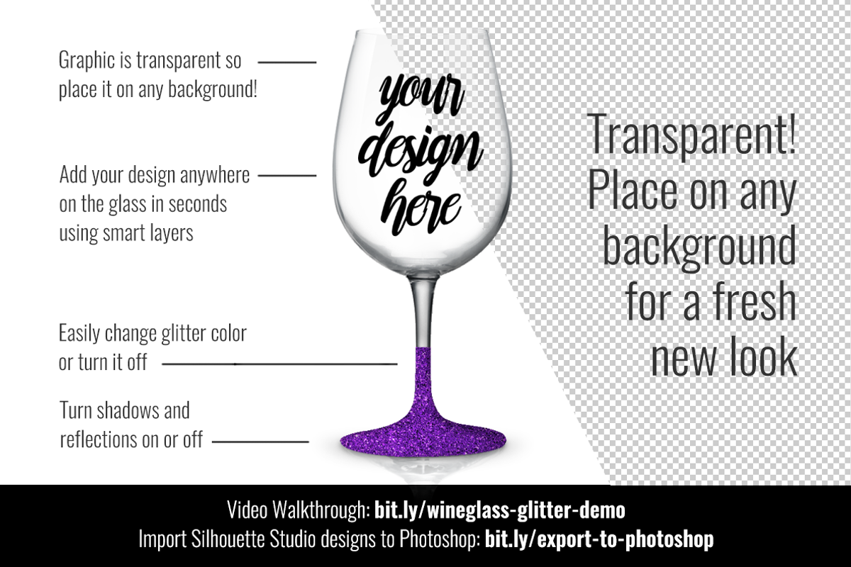 Wineglass Mockup PSD w/ Glitter, a Product Mockup by SarahDesign (Photo 3 of 7)