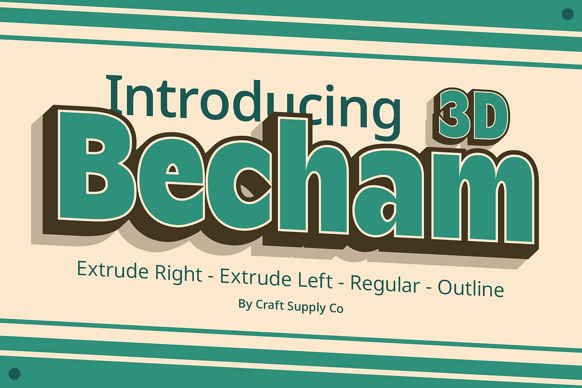 Becham 3D, a Sans Serif Font by Craft Supply Co. (Photo 1 of 8)