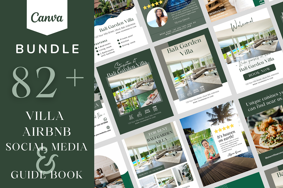 Villa Airbnb Kit Canva Bundle, a Marketing Template by Kindelight (Photo 1 of 7)