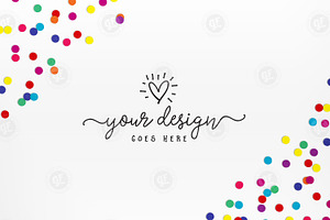 Rainbow confetti on white background, a Print Template by Garlic Friday Design
